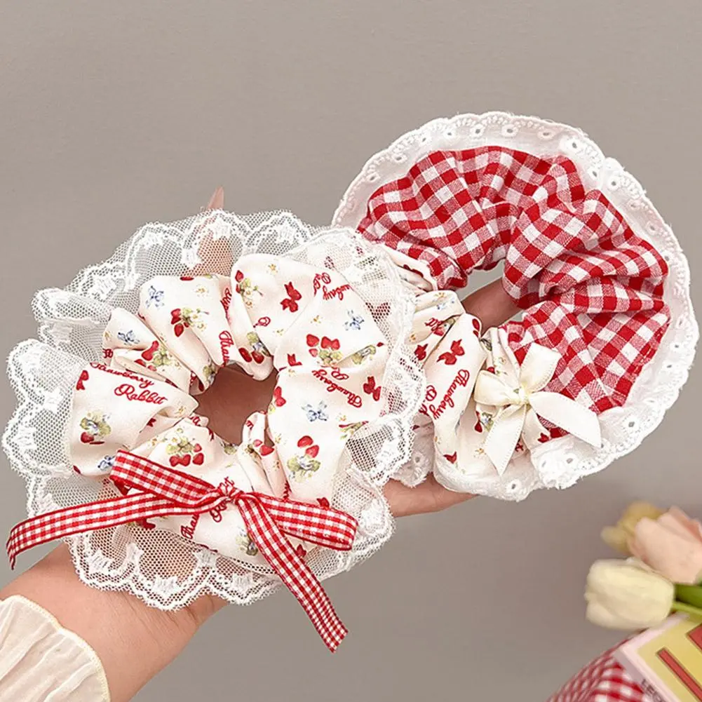 Scrunchie Scrunchies, Thiết Kế Thắt Nơ Hoa Đỏ, Dây Buộc Tóc Nữ, Phụ Kiện Cài Tóc, Thời Trang Thường Ngày 1 Cái