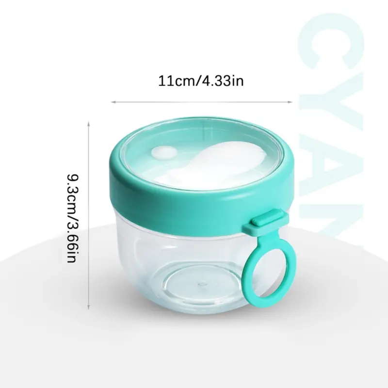 Hộp đựng yến mạch qua đêm, Dung tích 600ml, Chống rò rỉ, có nắp và thìa, Thích hợp cho ngũ cốc, sữa chua, bữa sáng, khi đang di chuyển, lọ yến mạch, hộp đựng đồ ăn Nhẹ 1