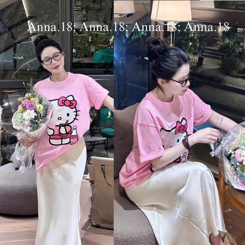 Áo THUN FORM RỘNG COTTON 4 CHIỀU MỀM MÁT FORM RỘNG IN ( MÈO HỒNG _ 2 MẶT ) TOP FORM RỘNG 1