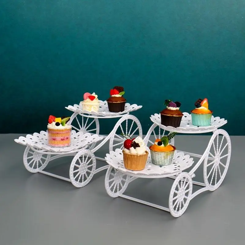 Creative Carriage Shaped Cake Stand With Wheels (1 Piece), Multi-functional Cake Display Stand, Multipurpose Baking Tray For Home Kitchen Party