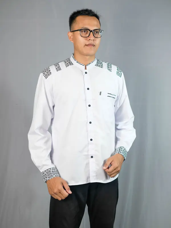 Kemeja koko pria lengan panjang kombinasi batik motif panser EL RUMI Muslim Baju 0