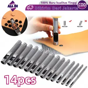14pcs Pelubang Pembolong Kulit Sabuk Kerajinan Plong Hollow 1 - 10 Mm