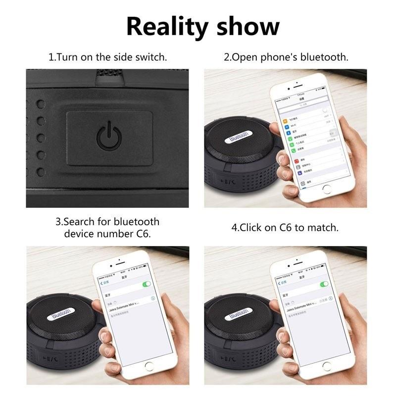 2025 Speaker Bluetooth Waterproof Big Sound Suction Cup Wireless TF card Shower Portable  Stereo Mini Audio Subwoofer HD Sound with iOS Android 6