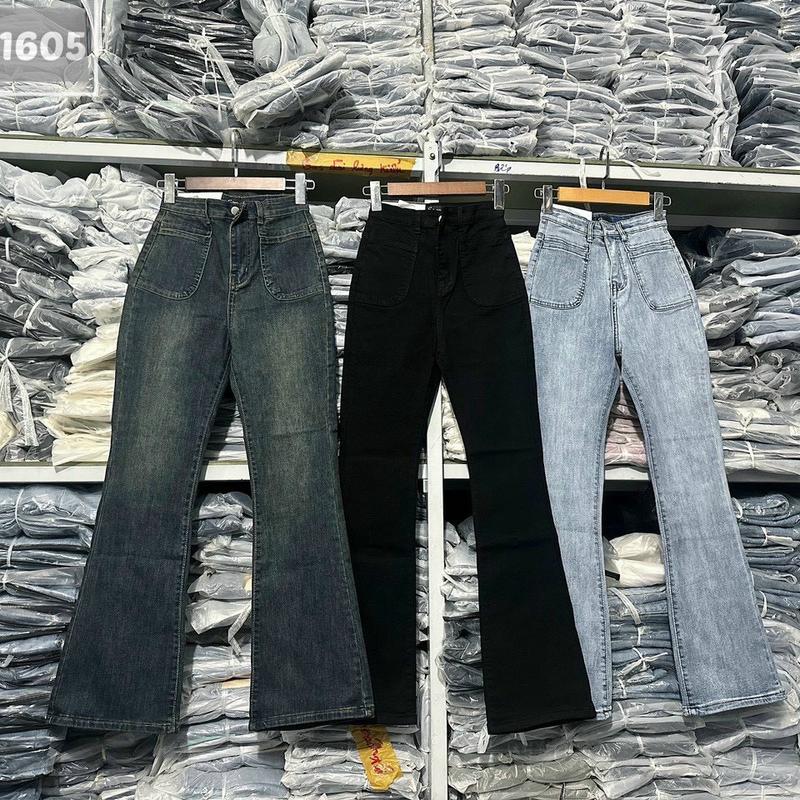 Quần jean loe dài lai cuốn túi đắp co dãn tốt Ống Loe Nữ 2