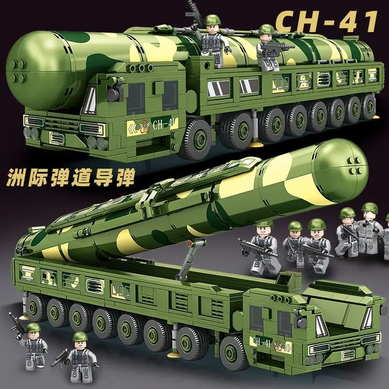 Xe Tải Tên Lửa Dongfeng 41, Cậu Bé Chiến Đấu Chính Tương Thích Với Lego, Khối Xây Dựng Quân Sự Vũ Khí 21D, Lắp Ráp Cho Trẻ Em, Xe Tải Tên Lửa 99A Tháo Lắp Bộ Lắp Ráp Đồ Chơi Toy 1