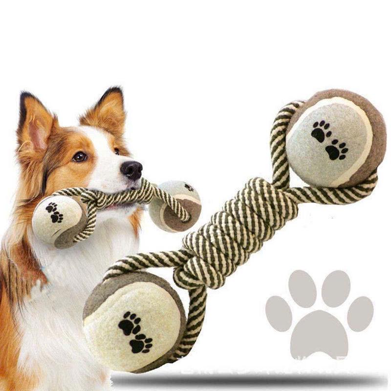 DÂY GẶM BANH TENNIS 2 ĐẦU ,ĐỒ CHƠI GẶM CHO CHÓ đồ anjing mainan