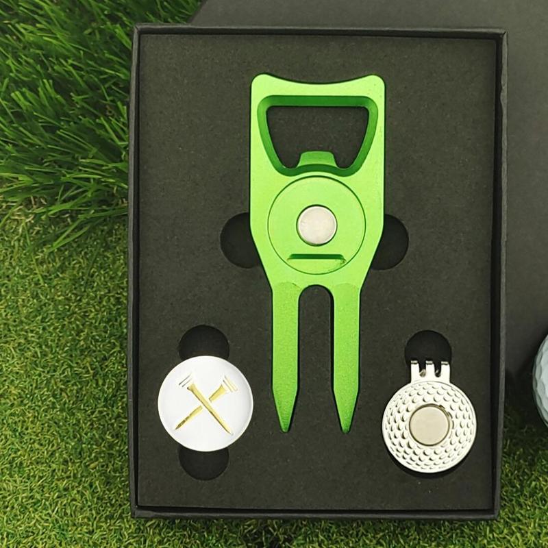 Product Introduction of Golf Ball Mark Gift Set, 1 Box Professional Golf Divot Tool & Ball Mark & Cap Clip, Golf Accessories for Men & Women 0