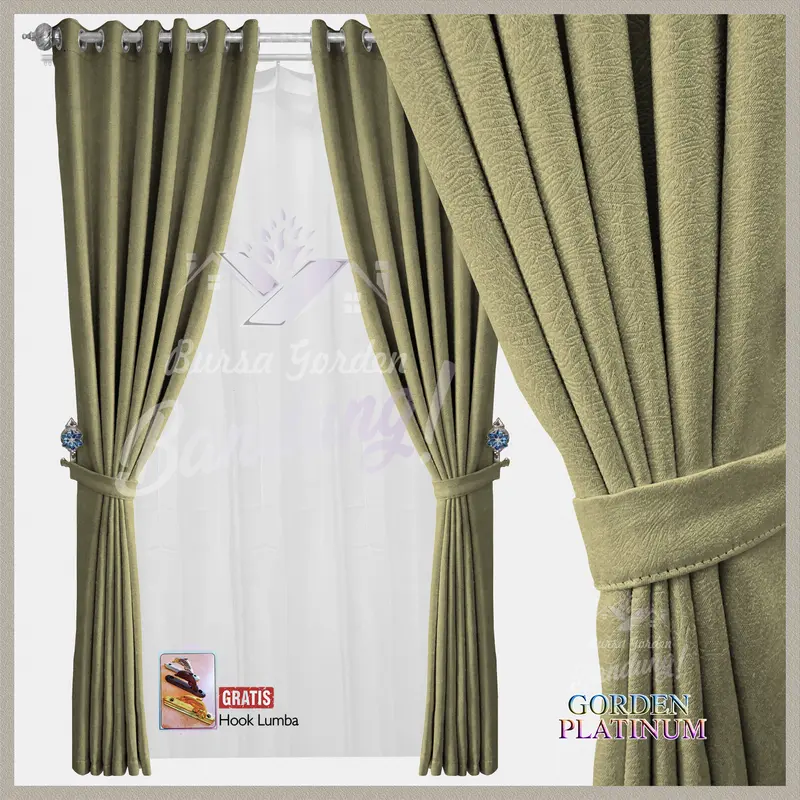 Gorden Jendela Blackout 12 Smokring Tirai Pintu Ruang Tamu T 200 cm Gordyn Kamar Aesthetic Jendela Pendek Platinum 3