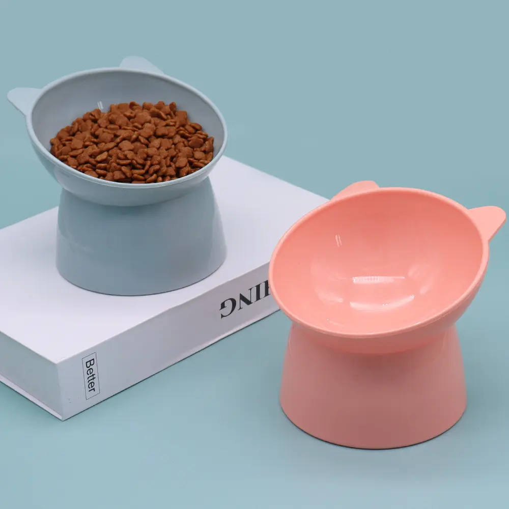 Pet bowl anti knock cat bowl slanted mouth neck protection high foot bowl pet food bowl dog bowl cat food bowl