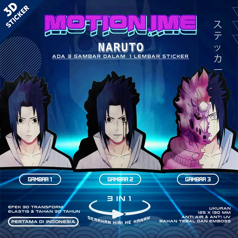 3D Sticker Lenticular Naruto Shippuden Anime Stiker 3