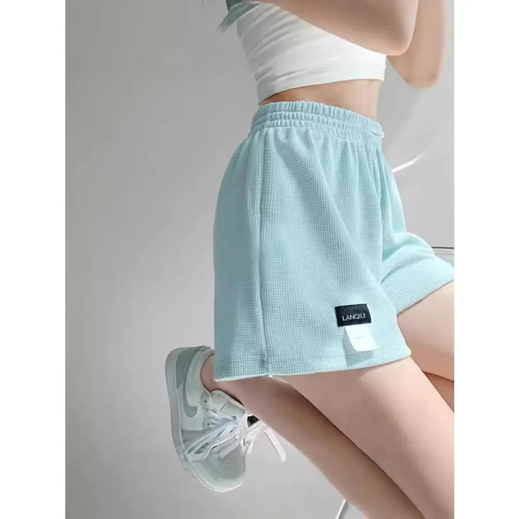 Quần Đùi Thể Thao, Dáng Rộng Vừa Vặn, Dành Cho Nữ, Eo Co Giãn, Ống Rộng, Quần Hot, Phong Cách Thường Ngày Bó Sát, Cạp Cao, Thẳng, Thích Hợp Mặc Nhà Women Pants Màu Đen