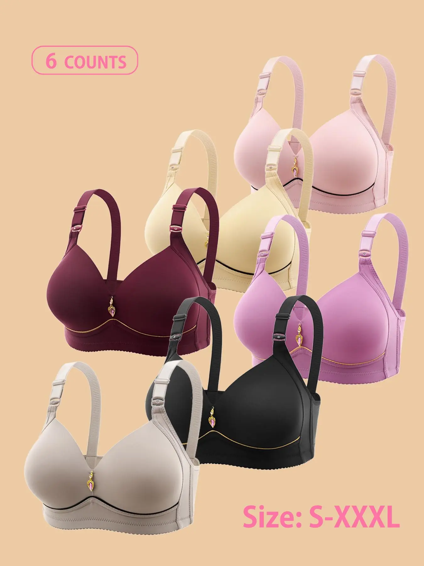 Women's Solid Wireless Bralette, Comfortable Breathable Adjustable Strap Bra, Soft Lingerie for All Seasons, Bras for Women