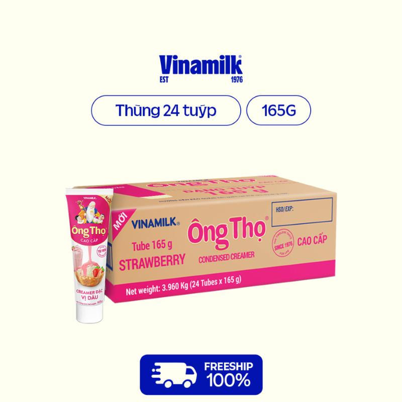  Thùng 24 Tuýp Sữa Đặc Có Đường Ông Thọ vị dâu - Tuýp 165g 