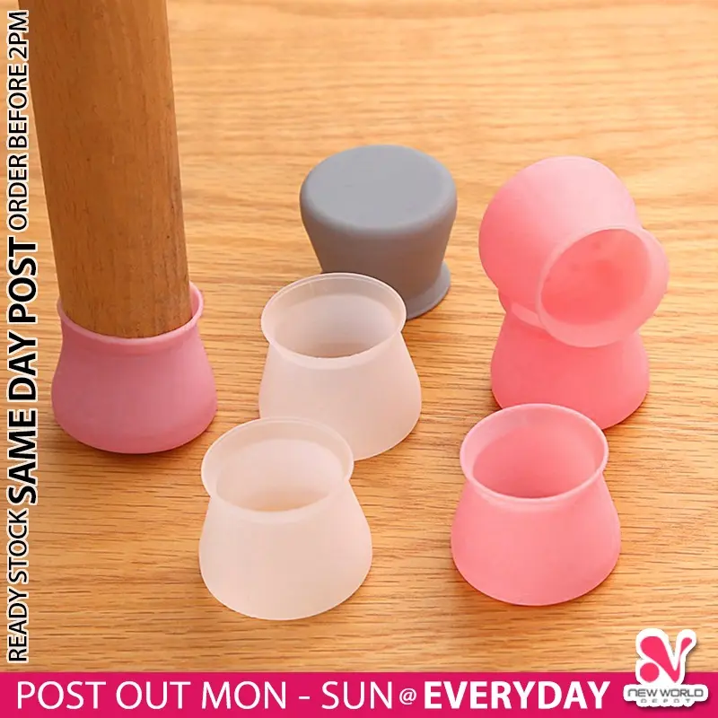 ( NO SCRATCH ) Silicone Table Chair Leg Caps Furniture Rubber Feet Floor Tiles Protector Cover Pads Pelindung Lantai