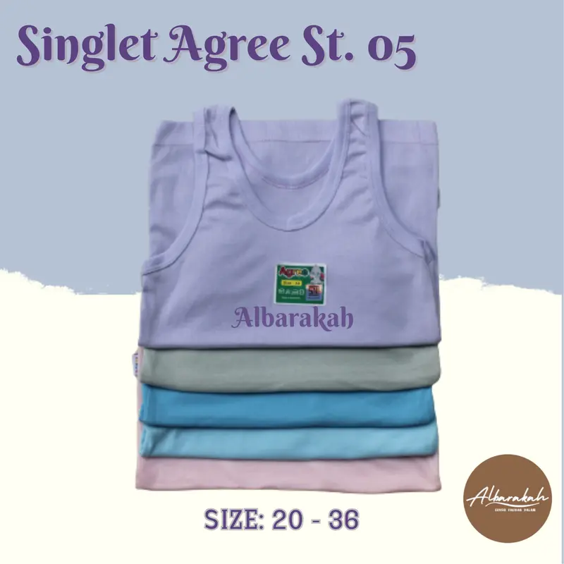 Paket Lusinan  Singlet Agree ST 05 Warna Polos / Pakaian Dalam Anak Unisex 4-15 th Dasar Warna / Kaos Singlet Anak 3pc,6pc ,12pc Fashion 6