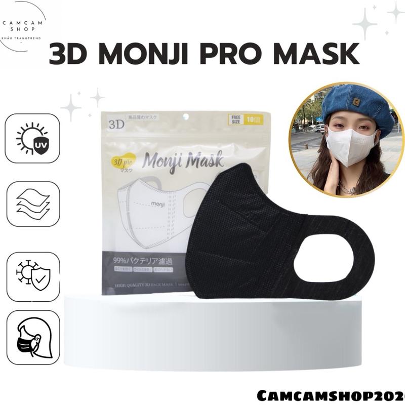 Khẩu trang 3D Monji Pro mask cao cấp lọc bụi PM 2.5, kháng khuẩn, phụ kiện thời trang Accessories Nam Voi Voi Hoa Nhung 5d  mask