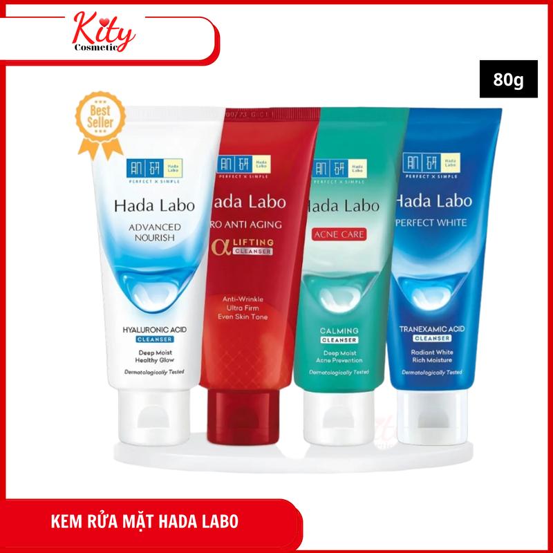 Kem rửa mặt dưỡng ẩm sâu, trắng da dành cho da khô da thường Hada Labo 80g Skincare