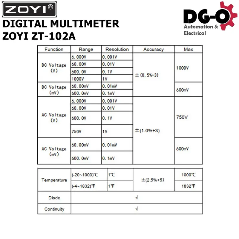 Zoyi ZT102A digital multimeter digital avometer 2
