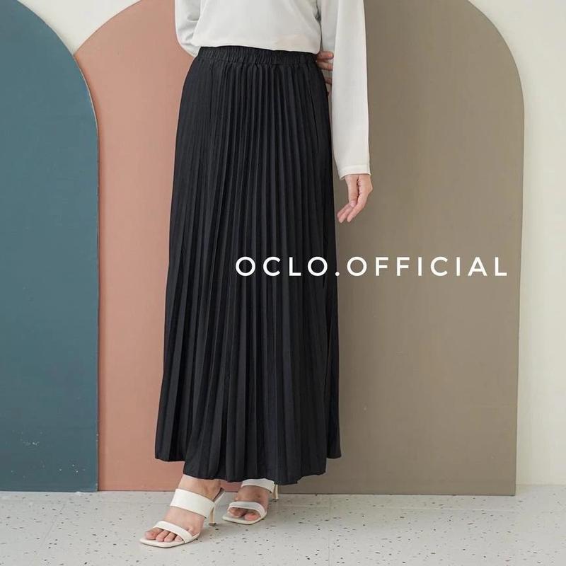 Oclo Plare Skirt Rok Wanita Flare Plisket Murah Casual Basic Dailywear 3