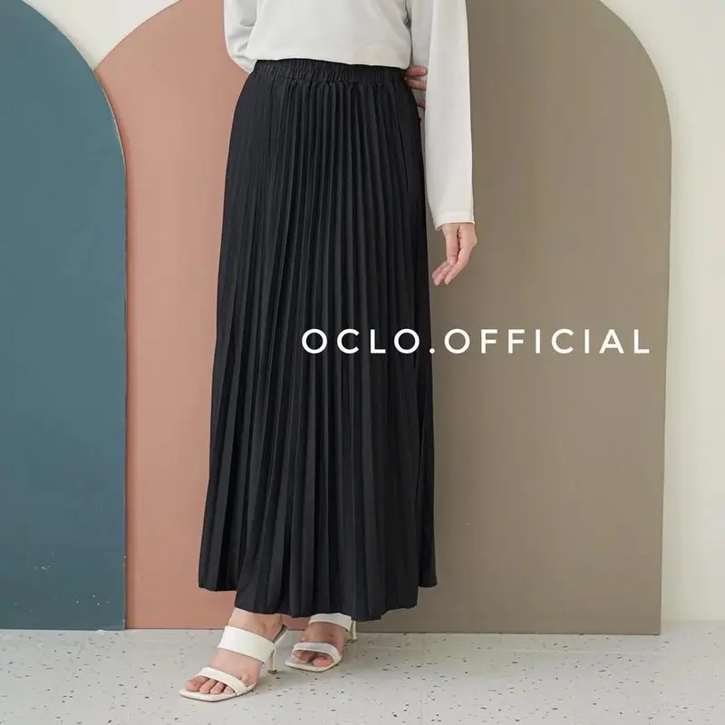 Oclo Plare Skirt Rok Wanita Flare Plisket Murah Casual Basic Dailywear 3