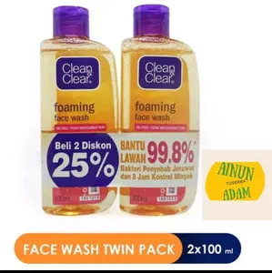 Clean & Clear Foaming Face Wash ( twinpack ) isi 2 Pcs Berjerawat Facial Kotoran Membersihkan Muka Remaja