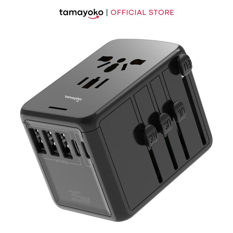 Sạc nhanh PD 35W Ổ Cắm Điện Đa Năng Du Lịch Quốc Tế Tamayoko 5 Cổng Type-C & USB Cắm Tải 2000W Cho Điện Thoại Máy Tính