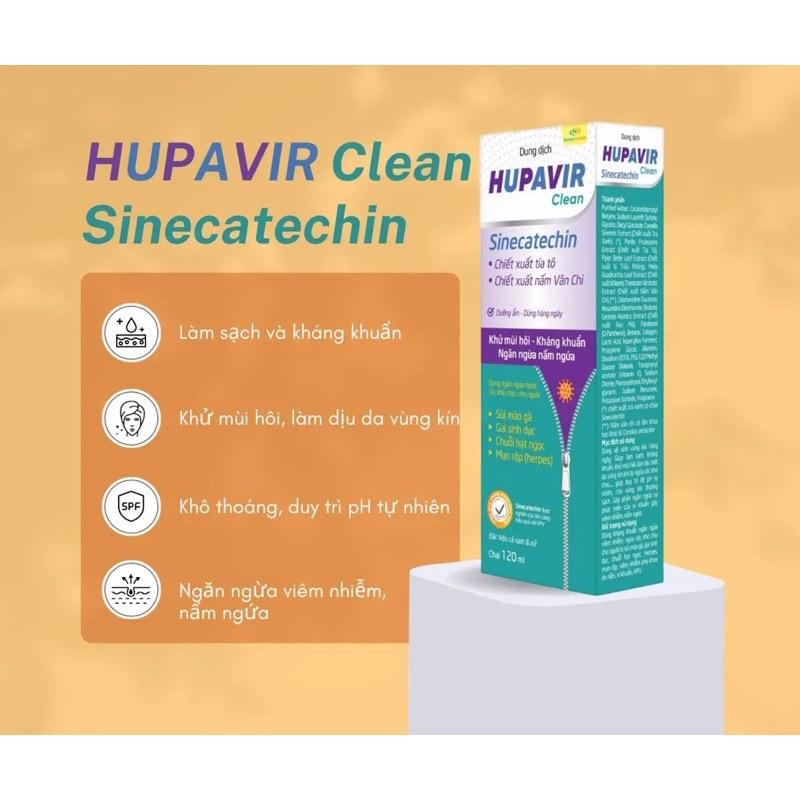  Dung dịch vệ sinh Hupavir Sinecatechin Clean 120ml hỗ trợ Sùi mào gà gai herpes rửa hàng ngày cho cả nam và nữ Trà 