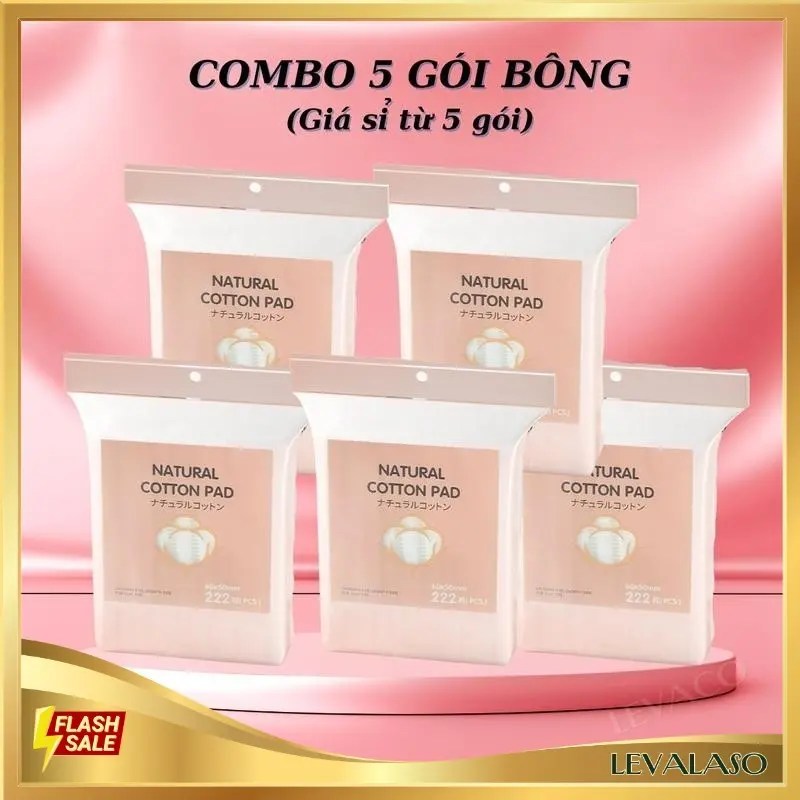 Bông Tẩy Trang Cotton Pads 222 Miếng Vuông Chăm Sóc Da Mặt Dụng Cụ Làm Đẹp-BTT04 LEVALASO