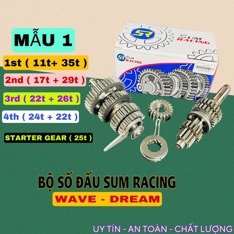 Bộ số đấu SUM racing cho xe wave, dream mẫu 1 -2 phụ tùng Phụ Kiện