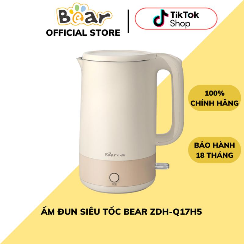 Ấm Đun Siêu Tốc Bear ZDH-Q17H5, Dung Tích 1.7L, Công Suất 1800W, Có Chế Độ Giữ Nhiệt Ở 55 Độ C, Lớp Vỏ Cách Nhiệt, Nút Bấm Mở Nắp, Đun Nước Cực Nhanh, Ấm Siêu Tốc Cho Gia Đình, Bảo Hành 18 Tháng Bình Đun Nước
