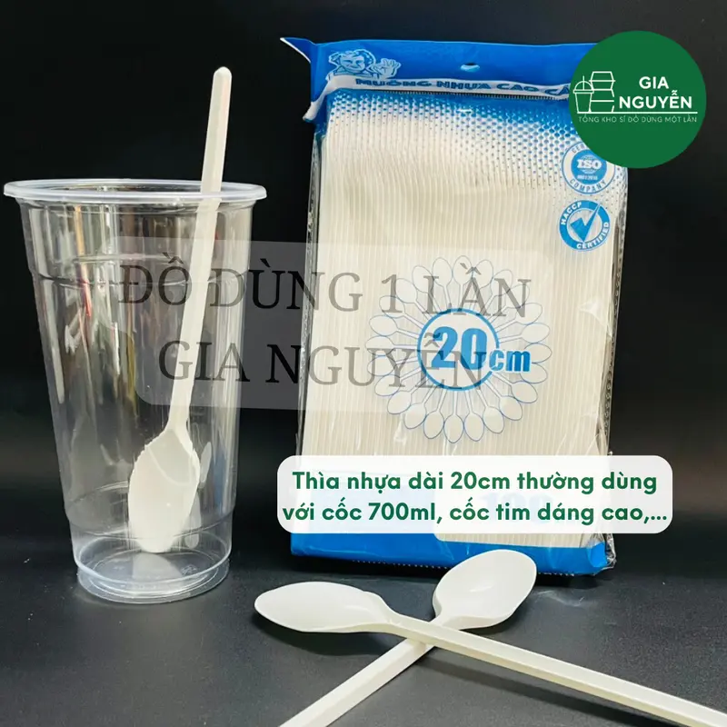 Thìa Nhựa Dài Màu Trắng Cao Cấp Dùng Ăn Chè, Cháo, Súp,... 3