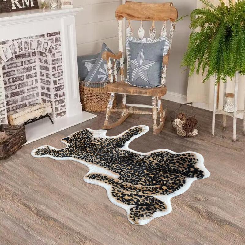 Leopard/Tiger Rug, 1 Count Non-slip Floor Carpet, Decorative Mat for Home Living Room Bedroom 0