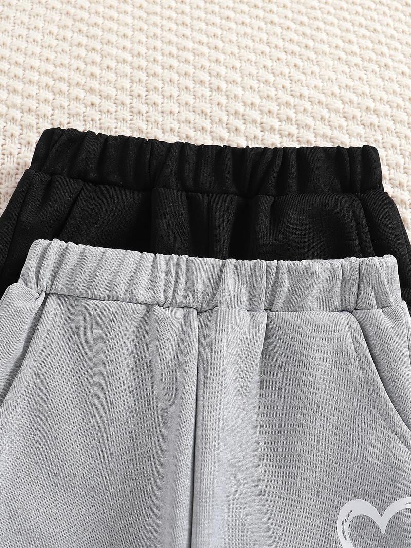 Product Introduction of Girl's Heart Print Pocket Jogger Pants, Casual Comfy Sweatpants for Daily Wear, Kids Bottoms for Fall & Winter 14