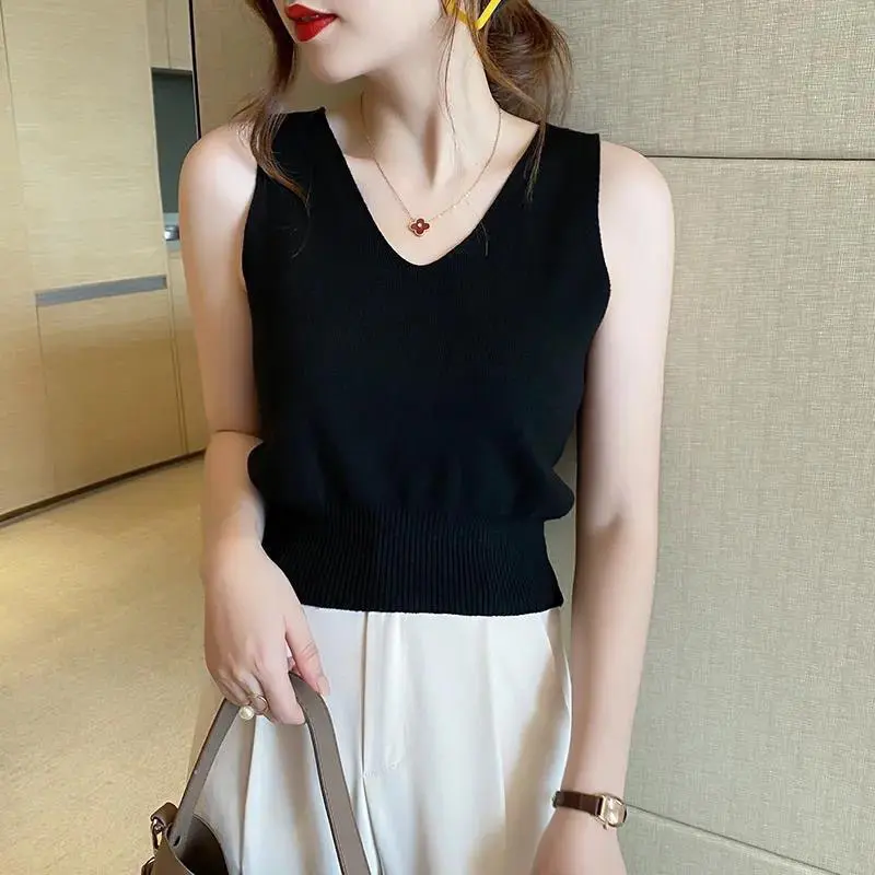 COD- Singlet V-neck Rajut (T-28)- Atasan Wanita Rajut - Tanktop Wanita rajut 2