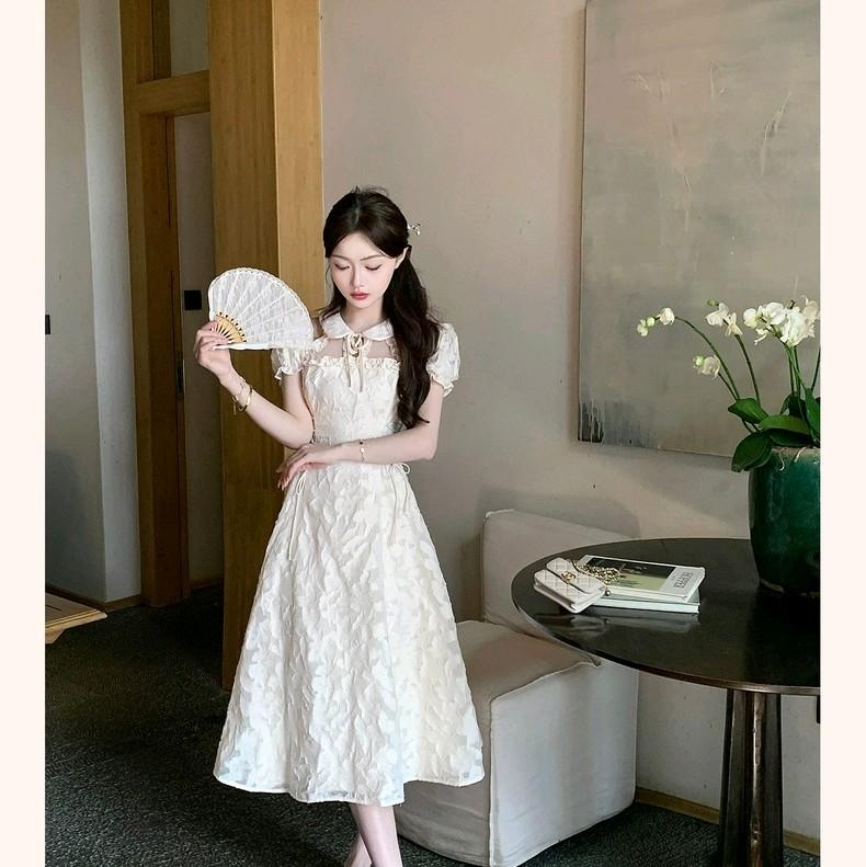  Váy Dáng Dài Cổ Sen Tay Bồng Thắt Eo Đầm Dài Dự Tiệc Phong Cách Tiểu Thư Nhẹ Nhàng - TLV12- Thiên Lý Fashion Nữ 