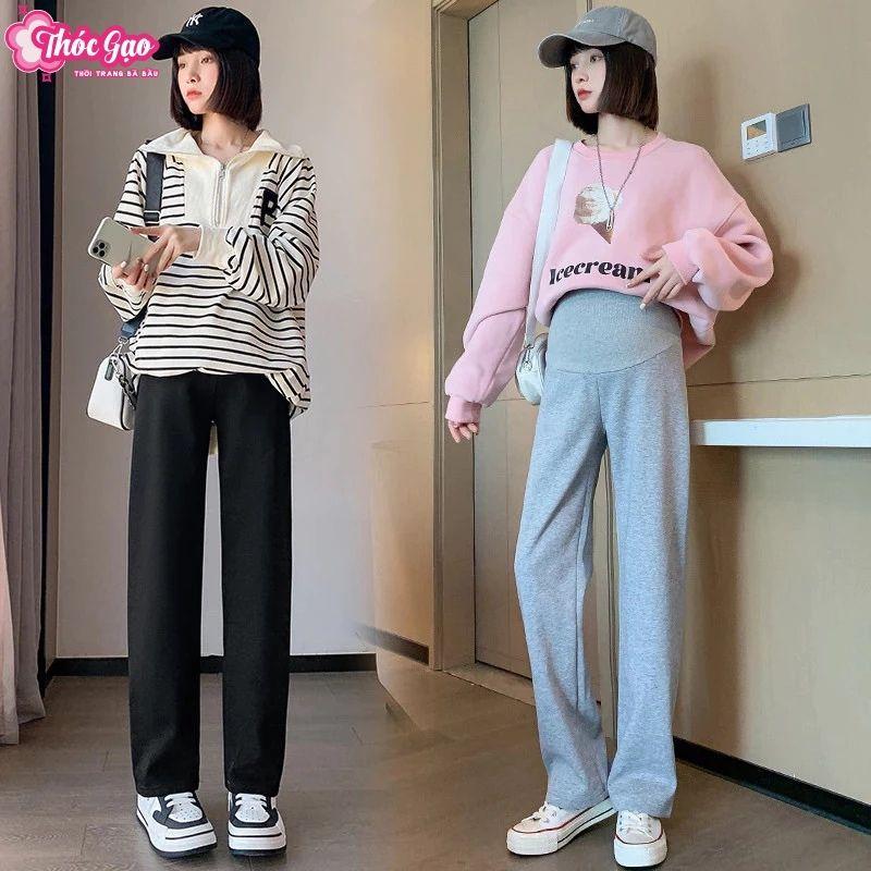  Quần nỉ bầu ống rộng thu đông - chất dày dặn ấm áp mặc ở nhà đi làm thoải mái X014 Voi Sandal 