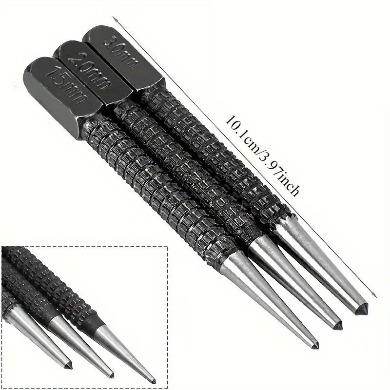 High Carbon Steel Center Punch Set, Anti-slip Center Punch for Alloy Steel, Wood Marking Drilling Tools, Drilling Fixed-point Device 1