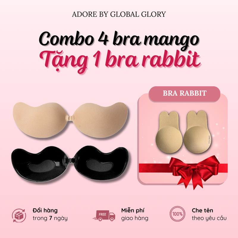 [DEAL HỜI CHỐT NGAY]  Combo mua 4 xoài tặng 1 thỏ Adore Miếng Dán Ngực Silicone Bra Cài Trước Tạo Khe Đẩy Ngực Bám Dính Tốt dây  nâng