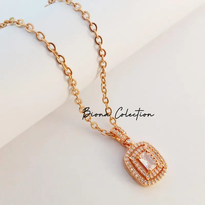 Top JEWELRY !! Kalung WANITA 100 % TITANIUM Rantai Nuri plus liontin KOTAK PERMATA model terbaru dan terlaris 2023 anti karat dan tdak luntur                        , kalung liontin wanita terbaru kekinian dan terbaru 2023 anti karat dan tidak luntur 1