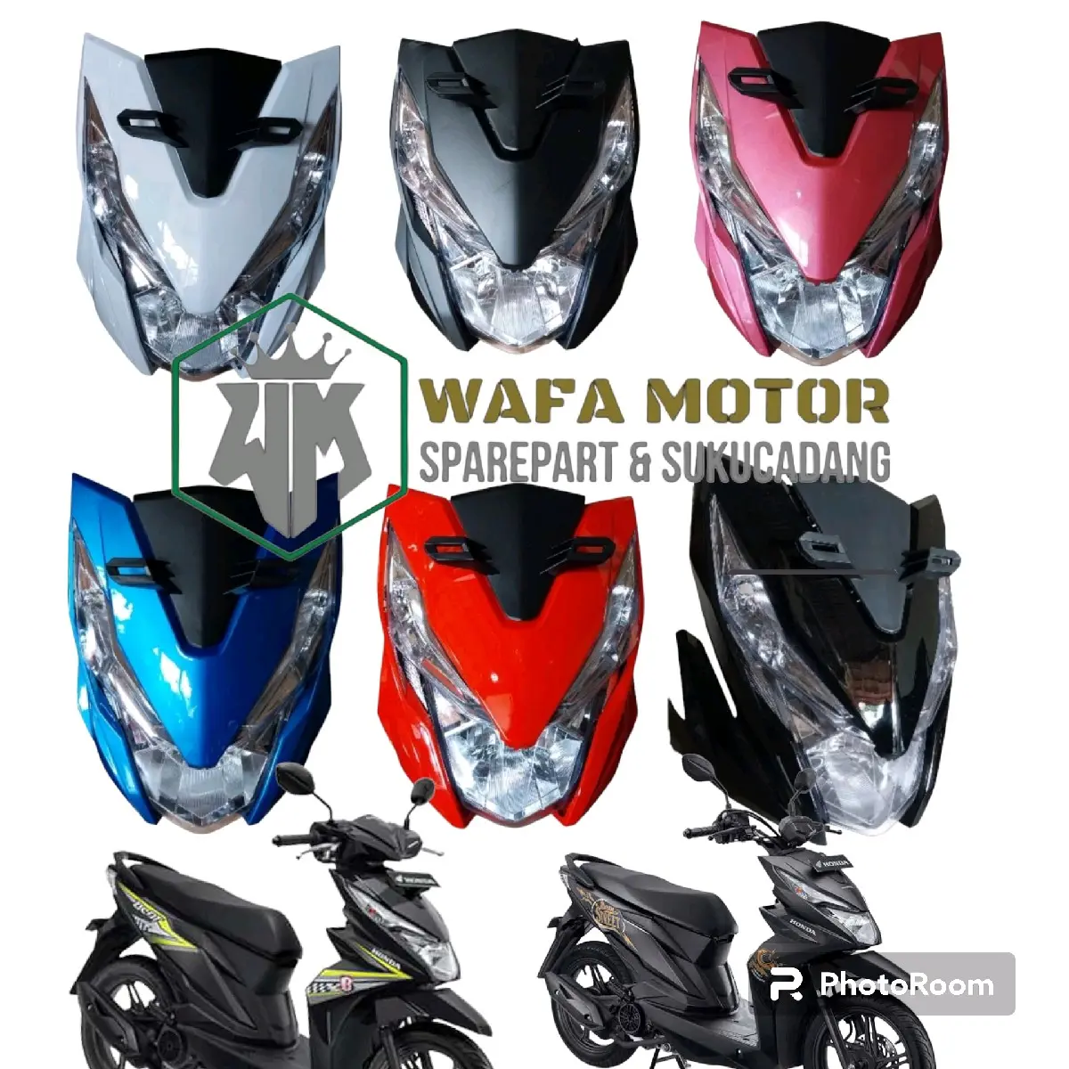 Cover tameng body Komplit Lampu depan Sein beat new eco beat street 2016-2019 hitam putih biru merah pink magenta Motor
