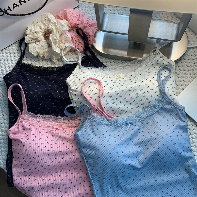 Áo Vest Hai Dây Ren Hoa, Thiết Kế Dễ Thương Và Gợi Cảm, Dành Cho Nữ, Có Thể Mặc Bên Trong Hoặc Mặc Ngoài, Có Đệm Ngực, Dáng Ôm, Thiết Kế Lưng Tôn Dáng, Áo Nữ, Năm 2025 4