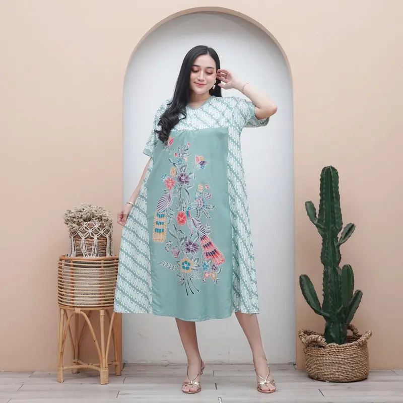 Daster payung encim motif parang-Daster bahan rayon premium busui freindly motif bunga lengan pendek ukuran standar ld 110 Pb 115 baju rumahan adem homedress kekinian adem nyaman dipakai Panjang Kain Ibu Menyusui 1