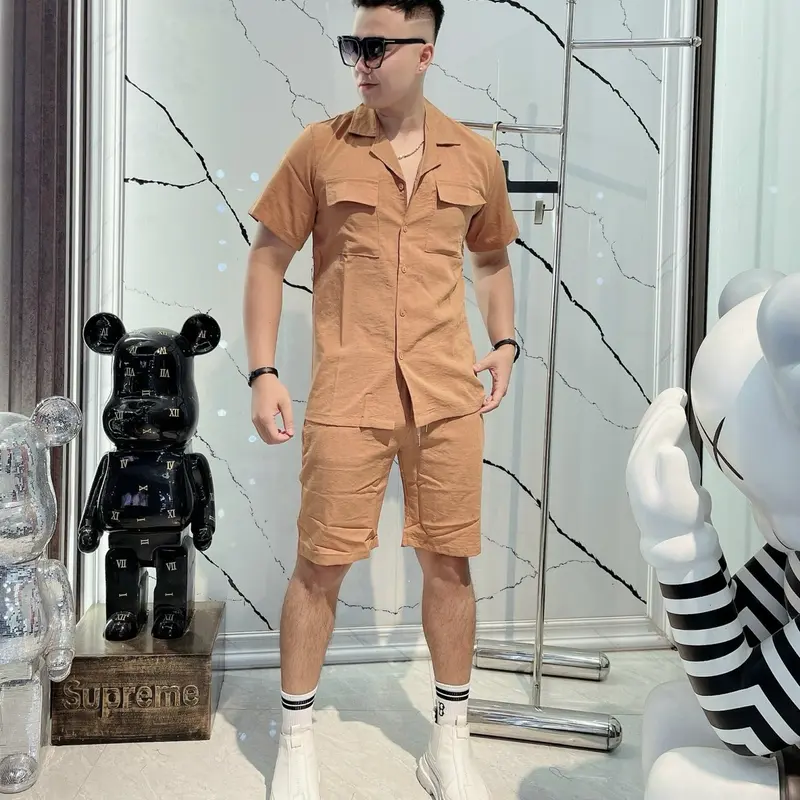 Bộ đũi cộc cổ vest cao cấp cho nam 1