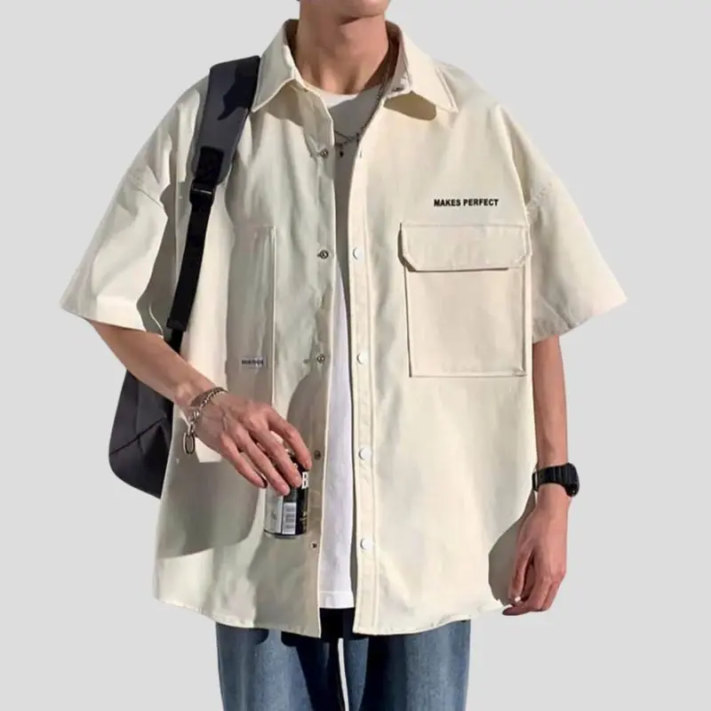 Áo Sơ Mi Nam Nữ  Form Rộng Tay Lỡ Chất KAKI 2 Túi MAKE Unisex Menswear hot trend 5