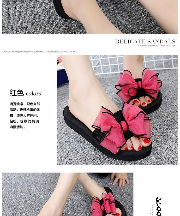 Product Introduction of Summer Slippers Women's Bowknot Slippers High Heel Slippers Non-Slip Wedge Platform Beach Shoes for Seaside Outdoor Wear Walking Shoes Girl Footwear Comfort Sandals 11