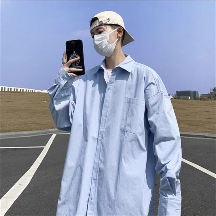 Áo Sơ Mi Dài Tay Đơn Giản, Áo Khoác Sơ Mi Nam Dáng Rộng Hợp Xu hướng Thích Hợp Cho Mùa Xuân Và Mùa Thu, Cao Cấp, Dành Cho Nam Giới, Bộ 2 Chiếc 6