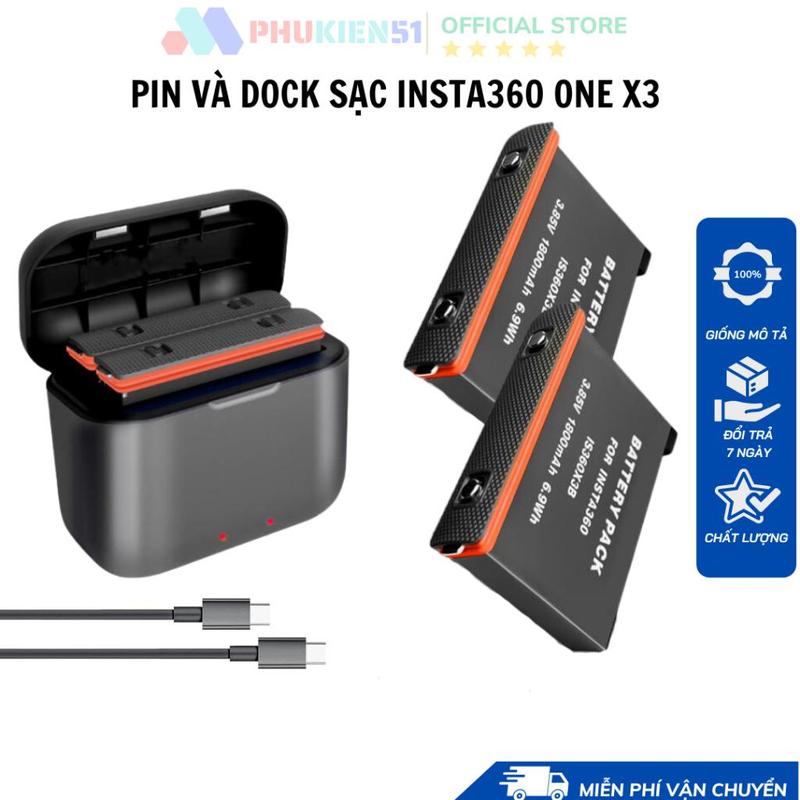Pin và dock sạc dành cho Insta360 One X3 - Pin 1800mAh ONE X3