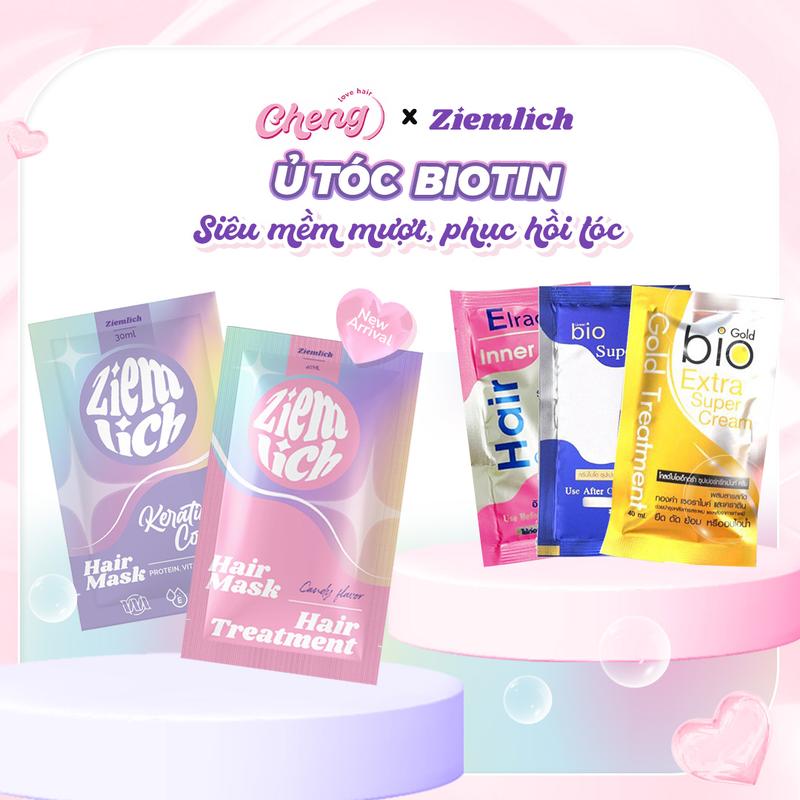 Ủ tóc Biotin Ziemlich, ủ Bio Gold siêu mềm mượt, phục hồi tóc loại gói 30ml, hũ 300ml | Chenglovehair, Chenglovehairs