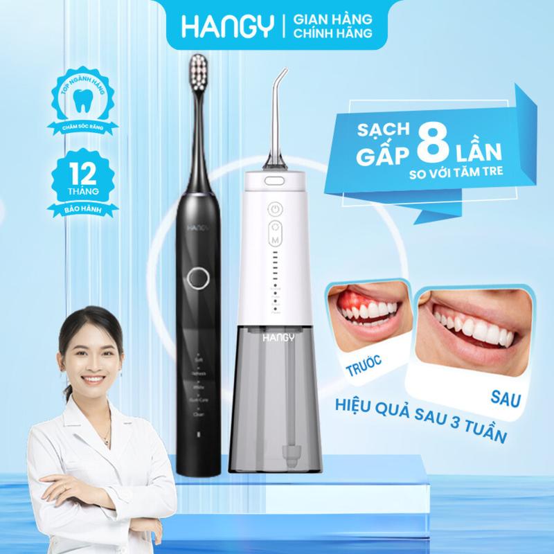 [COMBO] Máy tăm nước siêu sóng âm HG23 phiên bản nâng cấp mới nhất 2023 và Bàn chải điện HANGY HY23PRO