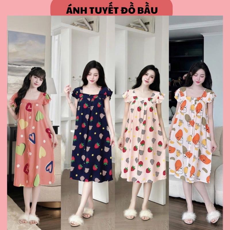  VÁY BẦU LANH CỔ VUÔNG CÁNH TIÊN CÚC NGỌC DỄ MẶC  thoải mái-12 màu 